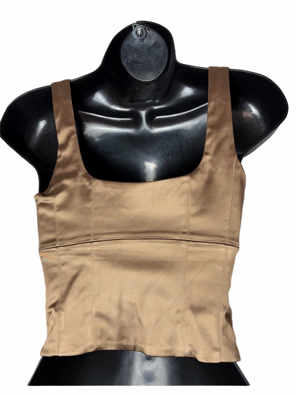 Aritzia Wilfred Bronze Shine Bustier Cropped Satin Like Top ($88) - Picture 10 of 13